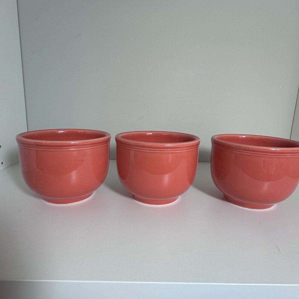Lot of 3 Fiesta Ware Chili Bowl Orange Persimmon Fiestaware Soup Homer Laughlin